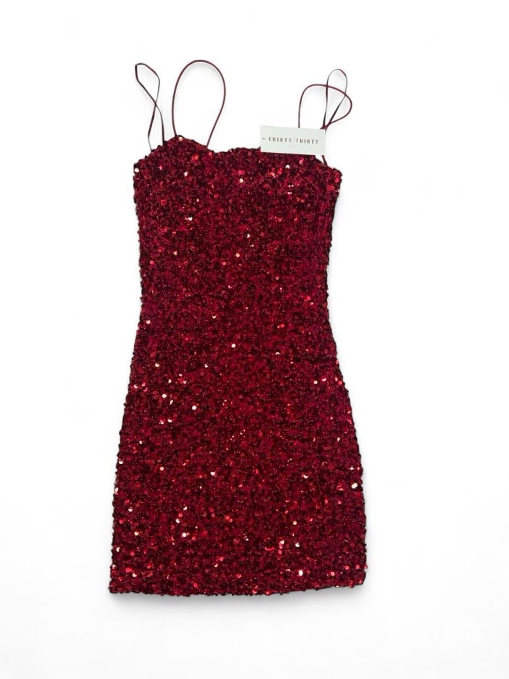Red Sequin Spaghetti-Strap Mini Dress